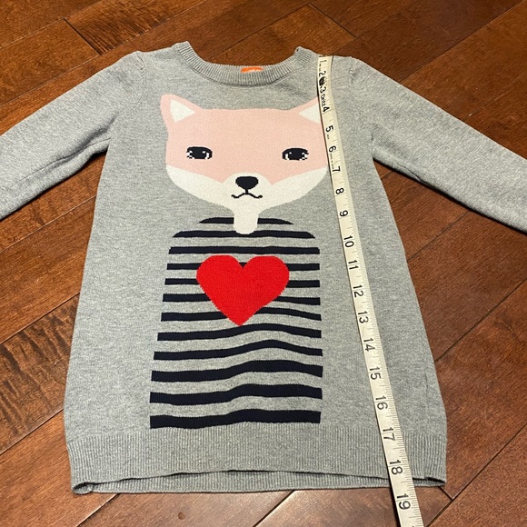 BOGO Joe Fresh Pink Fox with Heart Grey Sweater Size 4T - Picture 4 of 5